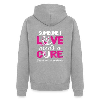 Love and Healing - Unisex Premium Organic Zip Hoodie - heather grey - Back - Nico (187cm)