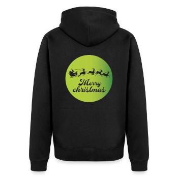 Lustiges Fröhliche Weihnachten Christmas Design - Unisex Premium Bio Zip Hoodie - Schwarz - Hinten - Nico (187cm)