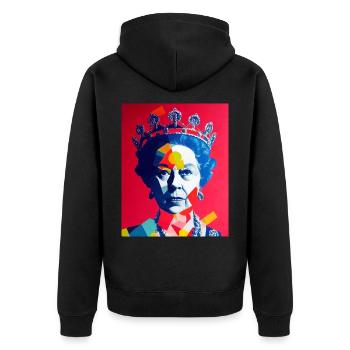 Queen Elizabeth Abstraktes Bild - Unisex Premium Bio Zip Hoodie - Schwarz - Hinten - Nico (187cm)