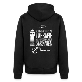 I don't need therapy just need to go to SARDINIA - Unisex Premium Organic Zip Hoodie - black - Back - Nico (187cm)