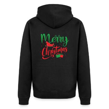 Merry Christmas - Unisex Premium Organic Zip Hoodie - black - Back - Nico (187cm)