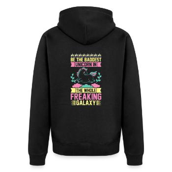 Soyez la licorne la plus maléfique - Veste à capuche bio Premium Unisexe - noir - Dos - Nico (187cm)