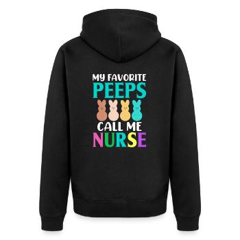 Lieblingskollegen nennen mich Krankenschwester - Unisex Premium Bio Zip Hoodie - Schwarz - Hinten - Nico (187cm)