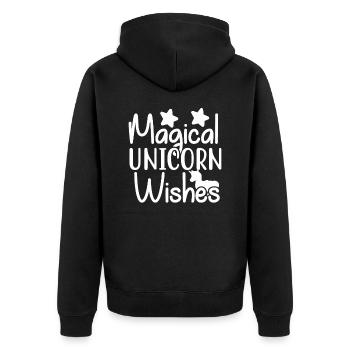 Magical Unicorn Unicorn - Unisex Premium Organic Zip Hoodie - black - Back - Nico (187cm)