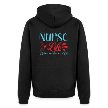KRANKENSCHWESTER Nurse Life - Unisex Premium Organic Zip Hoodie - black - Back - Nico (187cm)