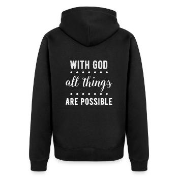 Dessein chrétien avec Dieu tout est possible - Veste à capuche bio Premium Unisexe - noir - Dos - Nico (187cm)