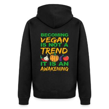 Vegan Veganer Veganismus Veggie Spruch Tierrechte - Unisex Premium Bio Zip Hoodie - Schwarz - Hinten - Nico (187cm)