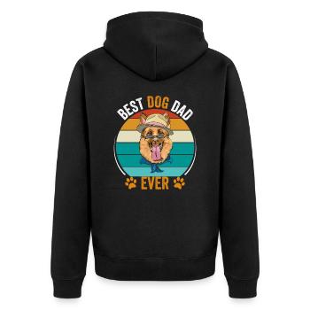Best dog dad of all time - Unisex Premium Organic Zip Hoodie - black - Back - Nico (187cm)
