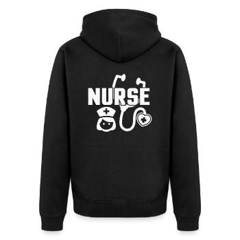 Krankenschwester - Unisex Premium Bio Zip Hoodie - Schwarz - Hinten - Nico (187cm)