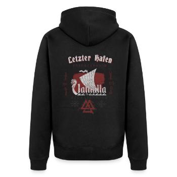 Wikinger - Odin Thor Walhalla Krieger Geschenk - Unisex Premium Bio Zip Hoodie - Schwarz - Hinten - Nico (187cm)