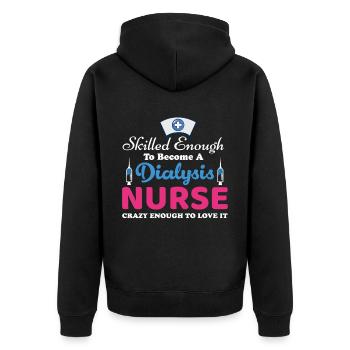Dialyse Krankenschwester - Unisex Premium Bio Zip Hoodie - Schwarz - Hinten - Nico (187cm)