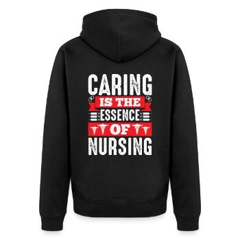 Fürsorge ist das Wesen einer Krankenschwester - Unisex Premium Bio Zip Hoodie - Schwarz - Hinten - Nico (187cm)