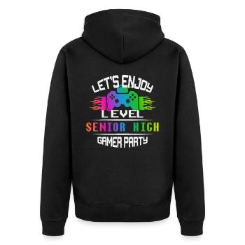 Niveau SENIOR HIGH garder son calme et jouer - Veste à capuche bio Premium Unisexe - noir - Dos - Nico (187cm)