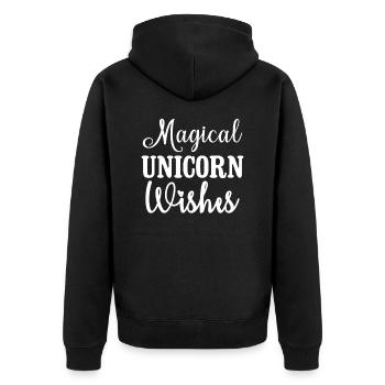 Magical Unicorn Unicorn - Unisex Premium Organic Zip Hoodie - black - Back - Nico (187cm)