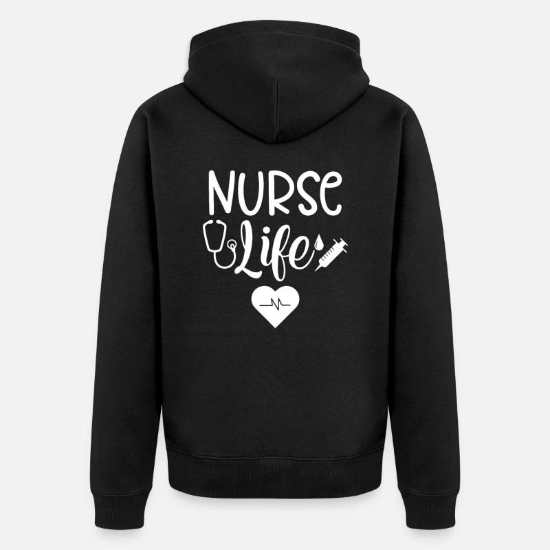 Krankenschwester Leben - Unisex Premium Bio Zip Hoodie - Schwarz