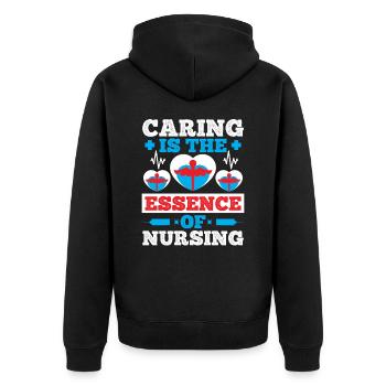 Fürsorge ist das Wesen einer Krankenschwester - Unisex Premium Bio Zip Hoodie - Schwarz - Hinten - Nico (187cm)