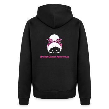 Messy Bun Awareness Cancer du sein - Veste à capuche bio Premium Unisexe - noir - Dos - Nico (187cm)