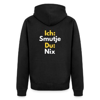 Ich Smutje Du Nix - Unisex Premium Bio Zip Hoodie - Schwarz - Hinten - Nico (187cm)