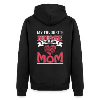 MY FAVORITE SISTER CALLS ME MOM - Unisex Premium Organic Zip Hoodie - black - Back - Nico (187cm)