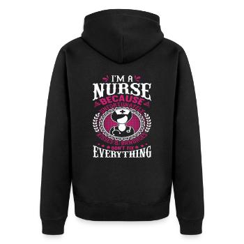 Nurse - Unisex Premium Organic Zip Hoodie - black - Back - Nico (187cm)