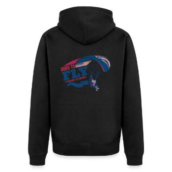 Bron To Fly Forced To Work Paramotor Pilot - Unisex Premium Organic Zip Hoodie - black - Back - Nico (187cm)