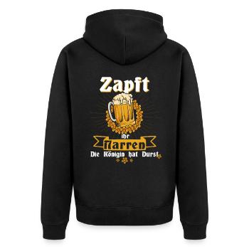 Zapft ihr Narren - Volksfest Bayern Bier saufen - Unisex Premium Bio Zip Hoodie - Schwarz - Hinten - Nico (187cm)