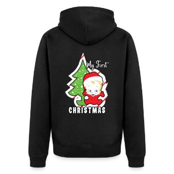 My first Christmas Norwegian pattern - Unisex Premium Organic Zip Hoodie - black - Back - Nico (187cm)