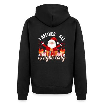 Lustiges Ich liefere die ganze Nacht Christmas - Unisex Premium Bio Zip Hoodie - Schwarz - Hinten - Nico (187cm)