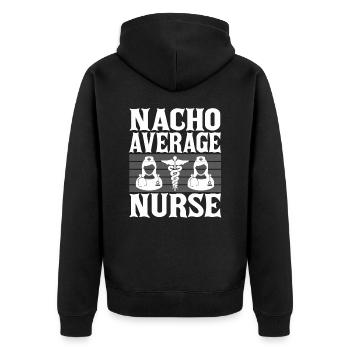Nacho Average Nurse - Unisex Premium Organic Zip Hoodie - black - Back - Nico (187cm)