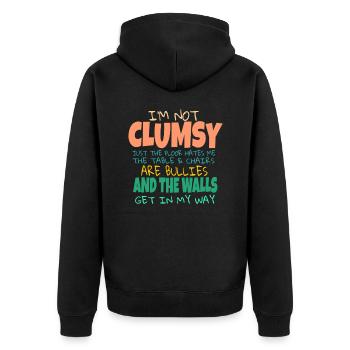 Ich bin nicht ungeschickt Lustige Sprüche Sarkastische Ideen Männer - Unisex Premium Bio Zip Hoodie - Schwarz - Hinten - Nico (187cm)