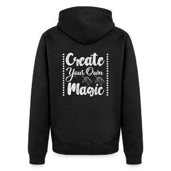 Erschaffe deine eigene Magie Unicorn - Unisex Premium Bio Zip Hoodie - Schwarz - Hinten - Nico (187cm)