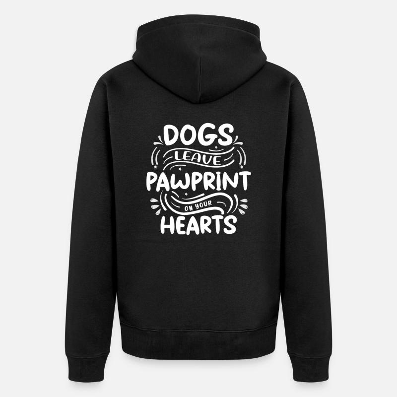 Les chiens laissent des empreintes de pattes sur vos cœurs - Veste à capuche bio Premium Unisexe - noir
