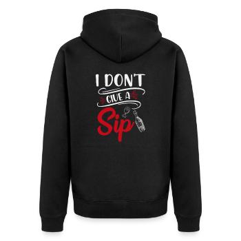 Wein Ich gebe keinen Schluck - Unisex Premium Bio Zip Hoodie - Schwarz - Hinten - Nico (187cm)