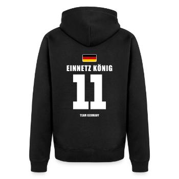 Deutschland Fussball Stürmer Fußball - Unisex Premium Bio Zip Hoodie - Schwarz - Hinten - Nico (187cm)
