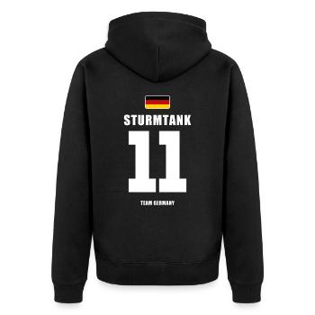 Deutschland Fussball Stürmer Fußball - Unisex Premium Bio Zip Hoodie - Schwarz - Hinten - Nico (187cm)