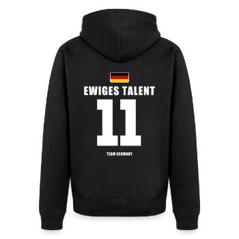 Deutschland Fussball Stürmer Fußball - Unisex Premium Bio Zip Hoodie - Schwarz - Hinten - Nico (187cm)
