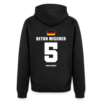 Deutschland Fussball Abwehrspieler Fußball - Unisex Premium Bio Zip Hoodie - Schwarz - Hinten - Nico (187cm)