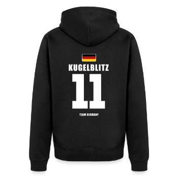 Deutschland Fussball Stürmer Fußball - Unisex Premium Bio Zip Hoodie - Schwarz - Hinten - Nico (187cm)