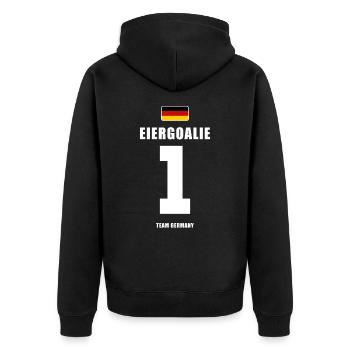 Deutschland Fussball Torwart Fußball - Unisex Premium Bio Zip Hoodie - Schwarz - Hinten - Nico (187cm)