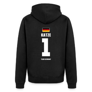Deutschland Fussball Torwart Fußball - Unisex Premium Bio Zip Hoodie - Schwarz - Hinten - Nico (187cm)