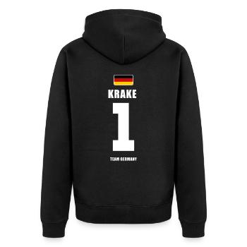 Deutschland Fussball Torwart Fußball - Unisex Premium Bio Zip Hoodie - Schwarz - Hinten - Nico (187cm)