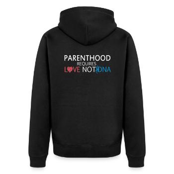 Jour de l’adoption, la parentalité exige de l’amour et non de l’ADN - Veste à capuche bio Premium Unisexe - noir - Dos - Nico (187cm)