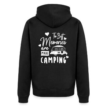 Camping Erinnerungen Urlaub - Unisex Premium Bio Zip Hoodie - Schwarz - Hinten - Nico (187cm)