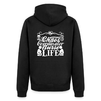 Chaos Coordinator Nurse - Unisex Premium Organic Zip Hoodie - black - Back - Nico (187cm)