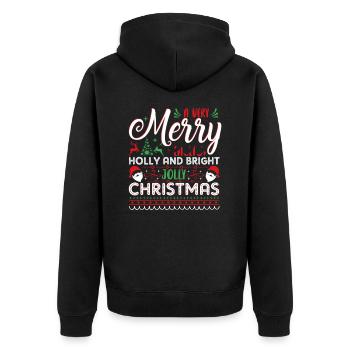 Lustiges Jolly Chirstmas Christmas Design - Unisex Premium Bio Zip Hoodie - Schwarz - Hinten - Nico (187cm)