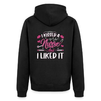 J’ai embrassé une infirmière - Veste à capuche bio Premium Unisexe - noir - Dos - Nico (187cm)