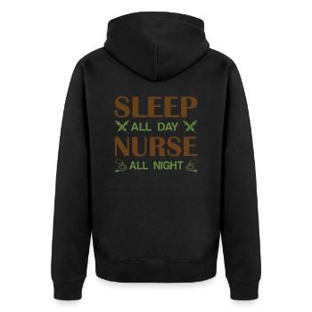 NURSE Nurse - Unisex Premium Organic Zip Hoodie - black - Back - Nico (187cm)