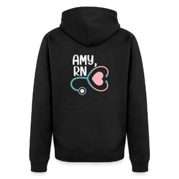 Nurse Amy RN - Unisex Premium Organic Zip Hoodie - black - Back - Nico (187cm)