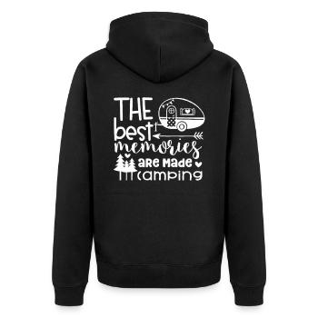 Camping Camper Natur lustiger Spruch - Unisex Premium Bio Zip Hoodie - Schwarz - Hinten - Nico (187cm)