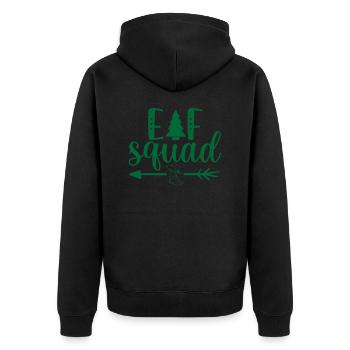 Elfen-Truppe Norwegermuster - Unisex Premium Bio Zip Hoodie - Schwarz - Hinten - Nico (187cm)